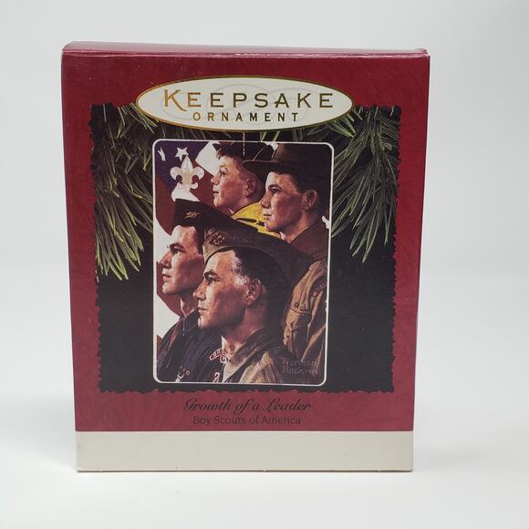 1996 Hallmark Growth of a Leader Boy Scouts Ceramic Keepsake Holiday Ornament - Picture 1 of 5